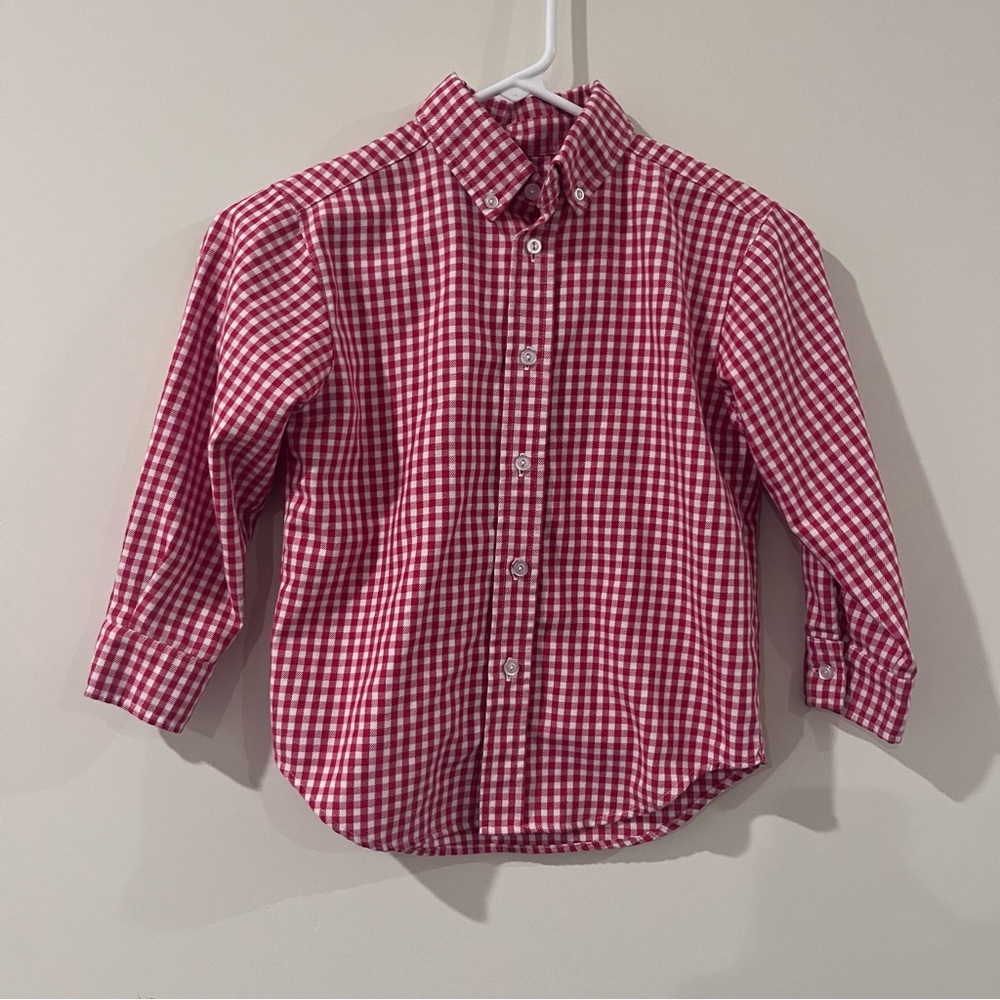 Kelly’s Kids Red Checkered Boys Button Up Flannel Shirt 5-6 Christmas Holiday